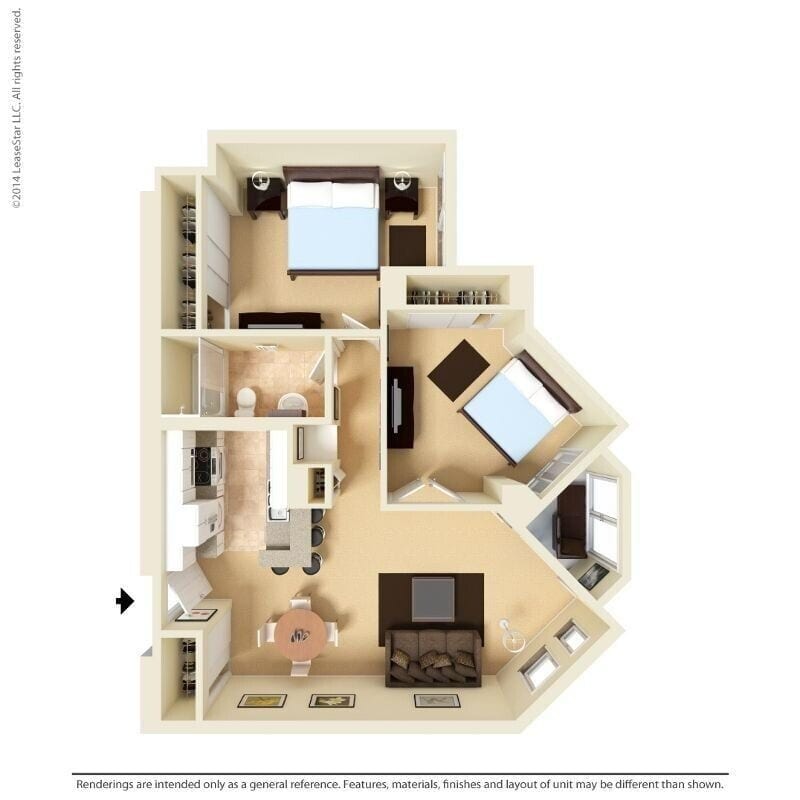 Floor Plan - Medium 2 Bed 1 Bath