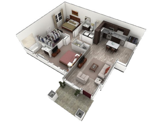 Floor Plan - 2 BR Designer Courtyard Garage