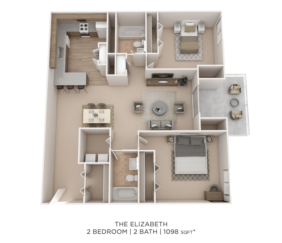 Floor Plan - Two Bedroom 2 Bath