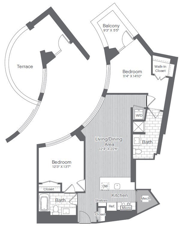 Floor Plan - 2 Bed/2 Bath-B3