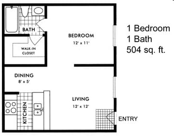 1BR/1BA - 1x1 504 SF