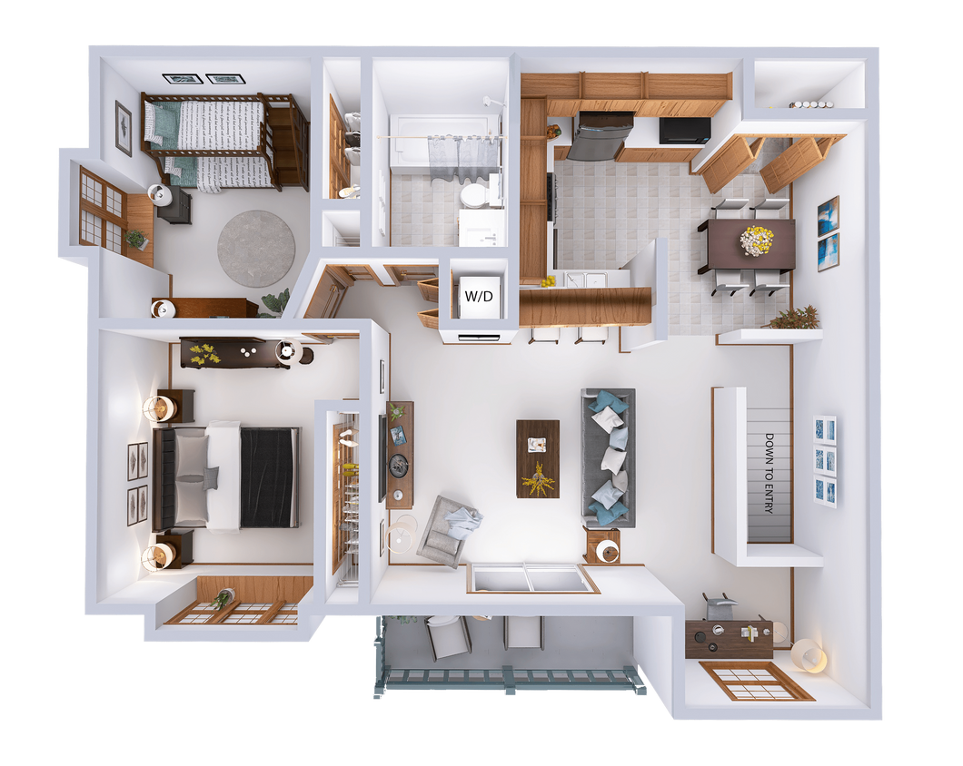 Floor Plan - 2 Bed, 1 Bath Upper