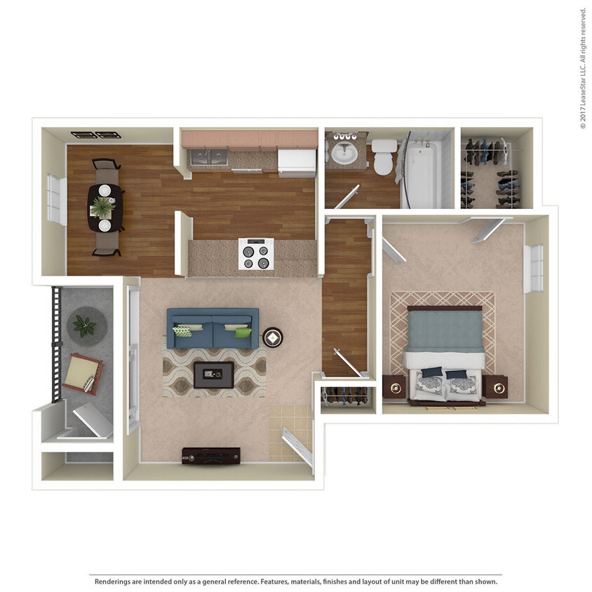 Floor Plan - 1 Bed 1 Bath 620 SqFt (558 Net) 