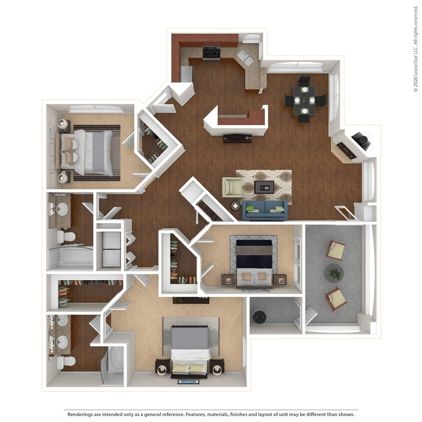 Floor Plan - 3 Bed 2 Bath 1468 SqFt (1302 Net)
