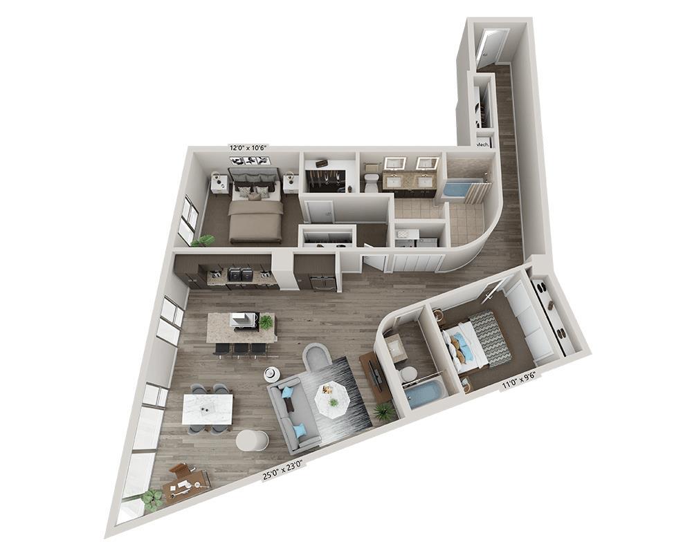Floor Plan - Two Bedroom B2EE