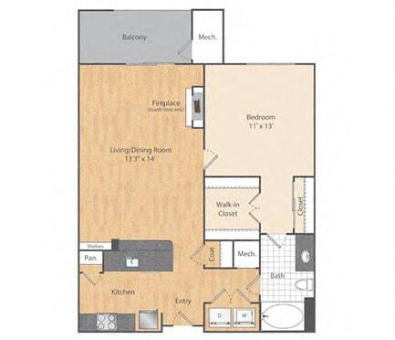 Floor Plan - 1 Bed/1 Bath-A5