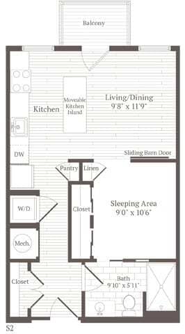 Floor Plan - Studio w-nook