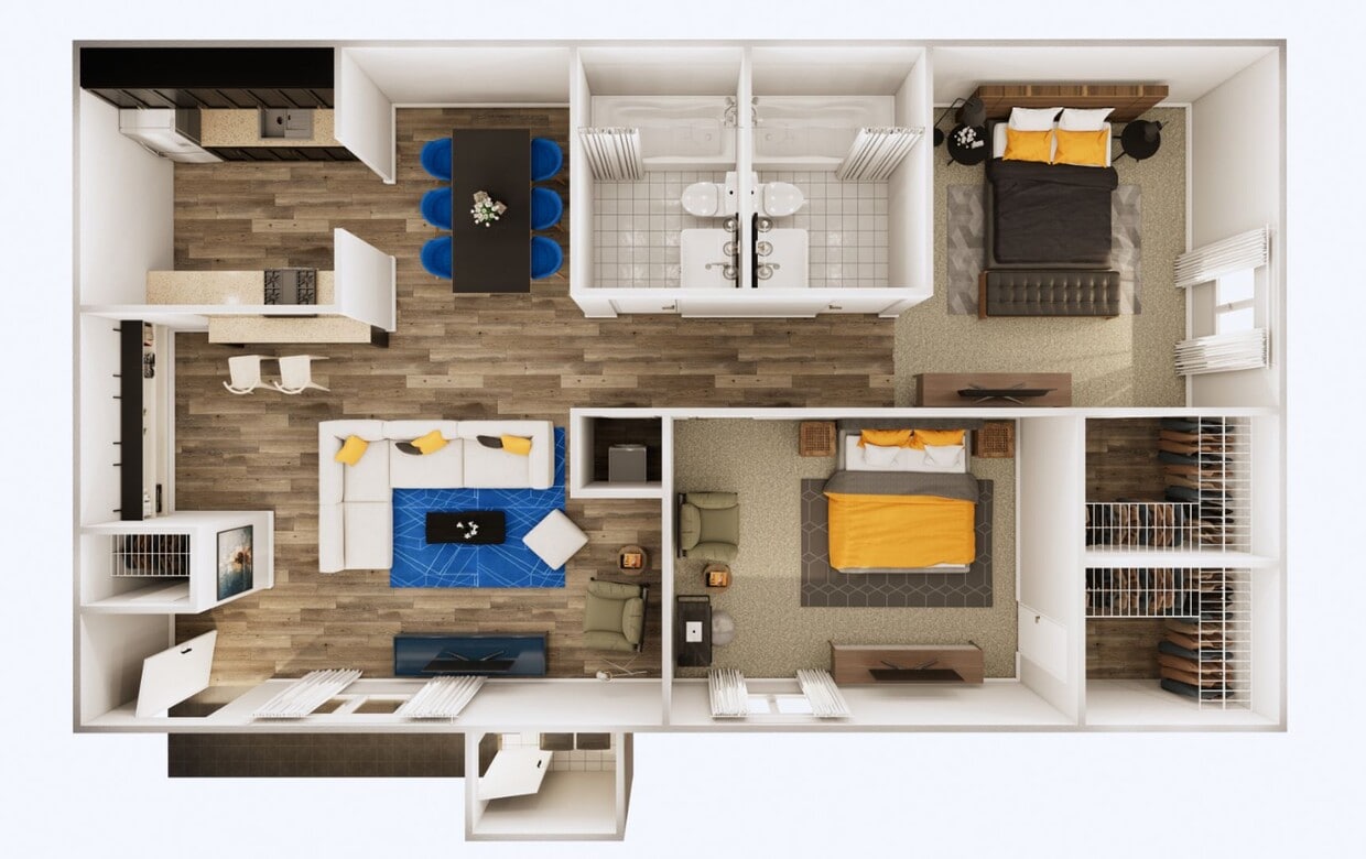 Floor Plan - F1 & F2 - 2 Bed / 2 Bath
