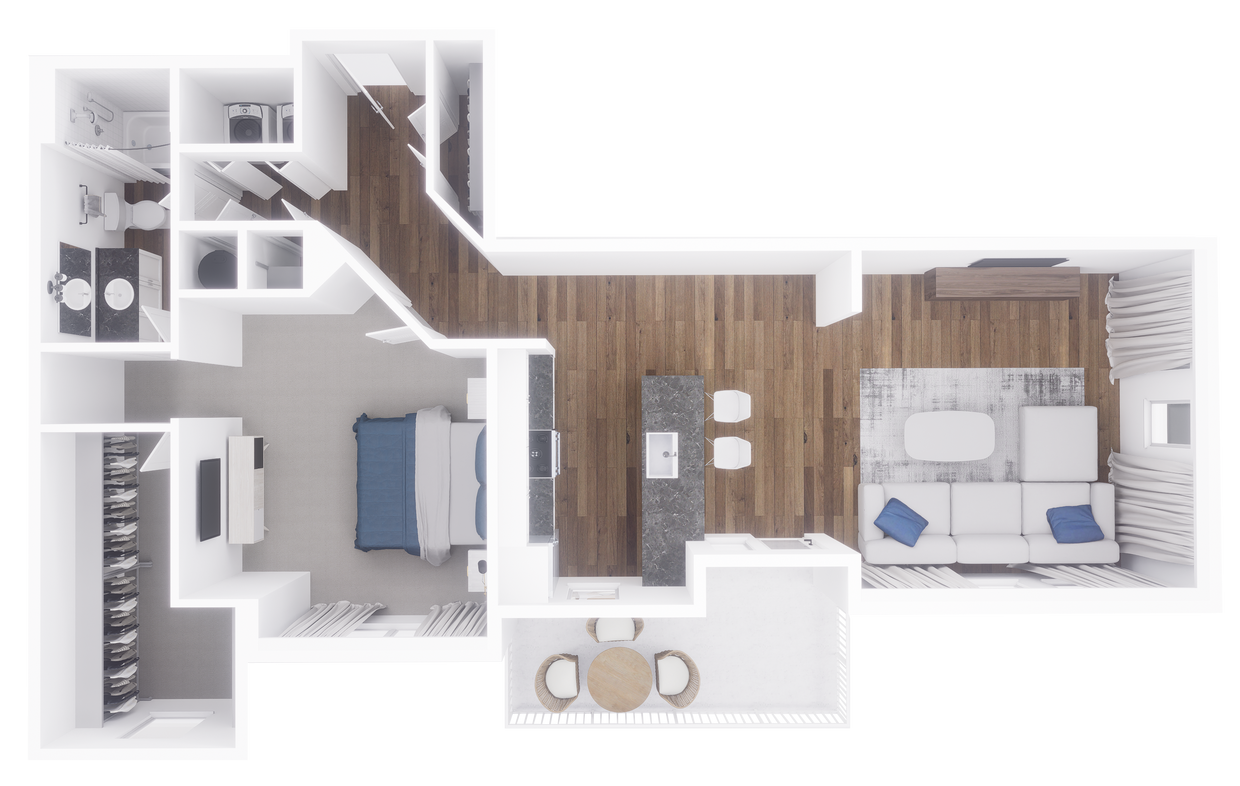Floor Plan - 1x1 996 sqft