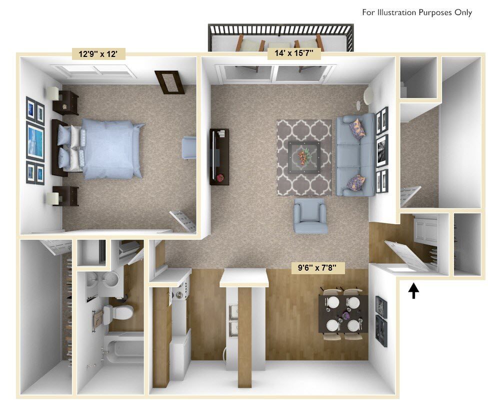Floor Plan - One Bedroom English Oak Deluxe
