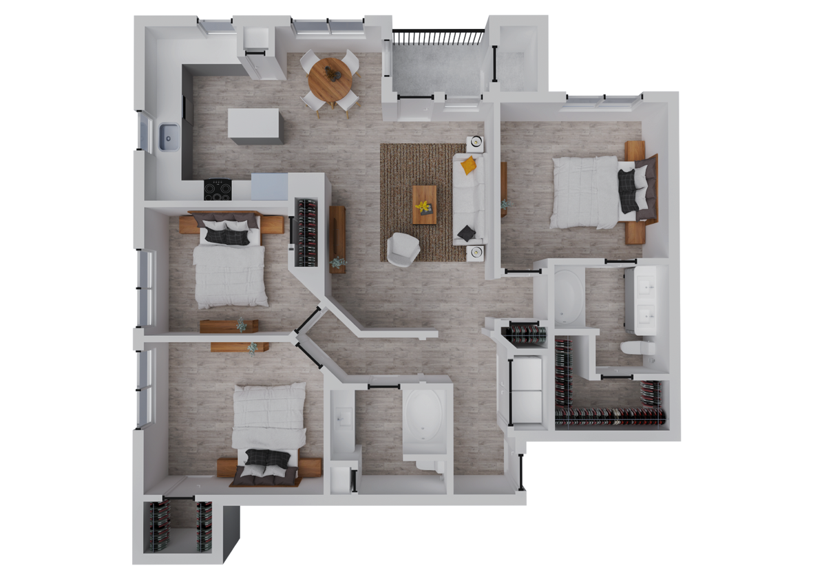 Explore this contemporary apartment layout designed for modern living and comfort. - Sycamore