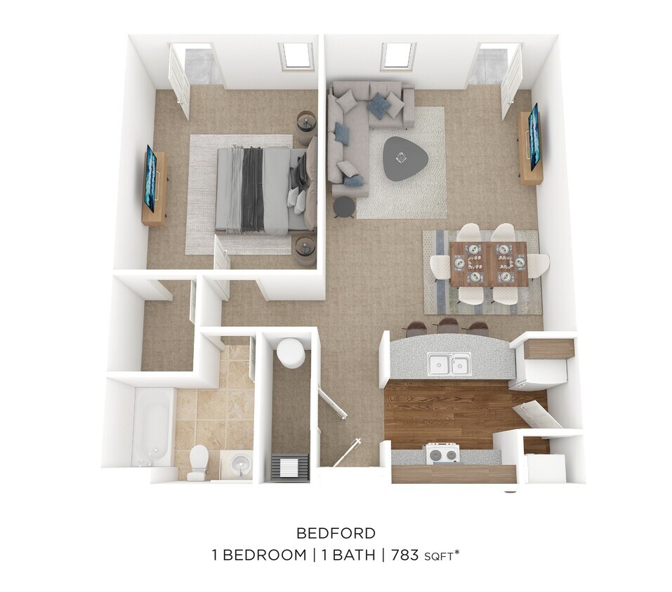 Floor Plan - One Bedroom- Bedford 