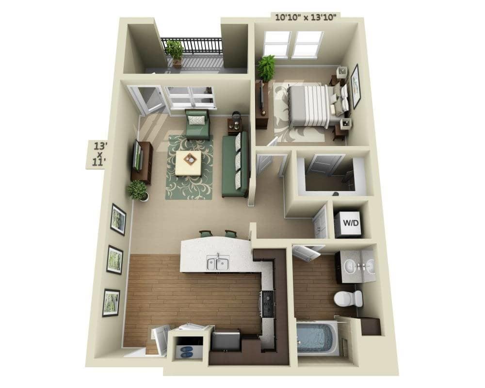 Floor Plan - One Bedroom A1C