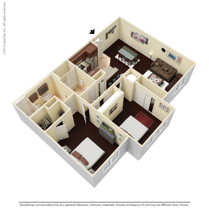 Floor Plan - 2 Bedroom - 2 Bath