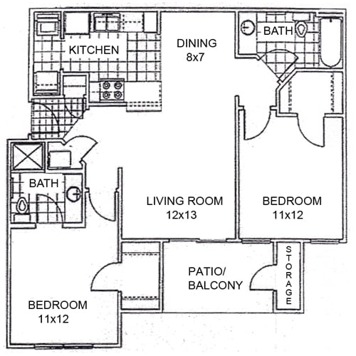 2BR/2BA - 2 Bedroom 2 Bath