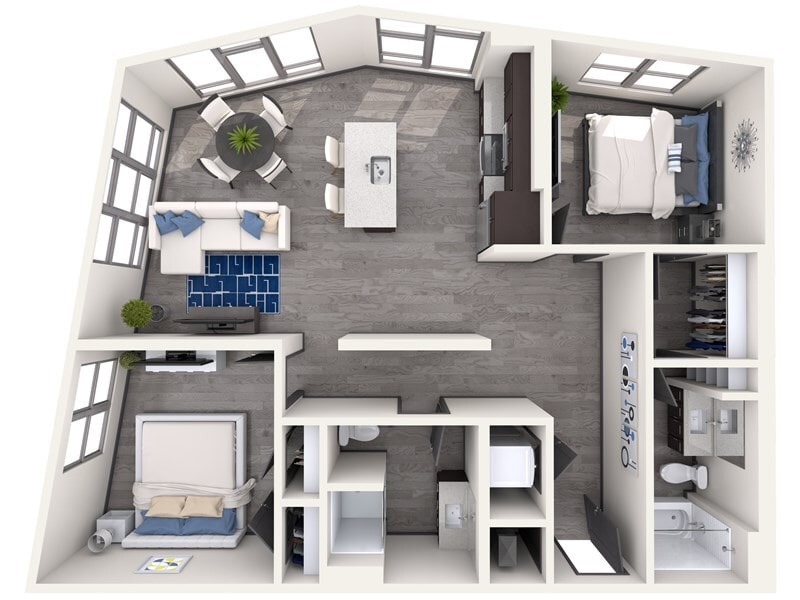 Step into this chic urban apartment, featuring a layout designed for modern living and convenience. - B5