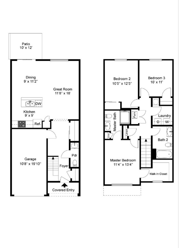 Floor Plan - 3 Bedroom Townhouse - Phase III