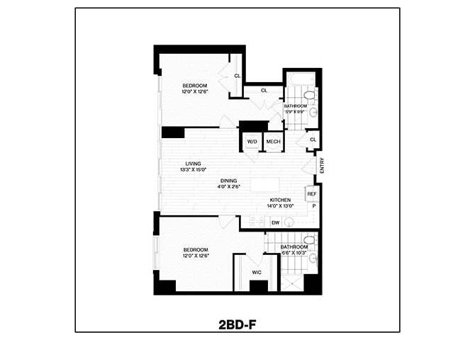 Floor Plan - 2 Bed/2 Bath-F