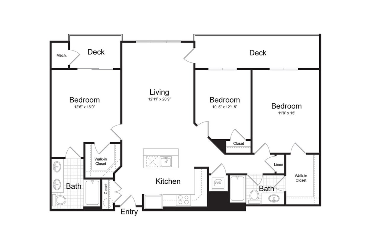 1365 - 3-Bedroom 2-Bathroom | 1,365 sqft