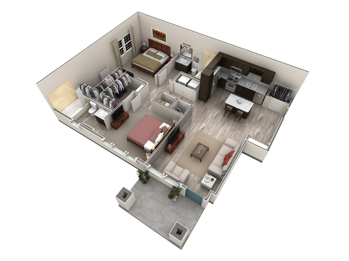 Floor Plan - 2 BR Designer Courtyard Garage