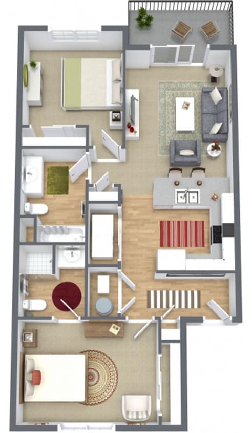 Floor Plan - 2 Bedroom 2 Bathroom