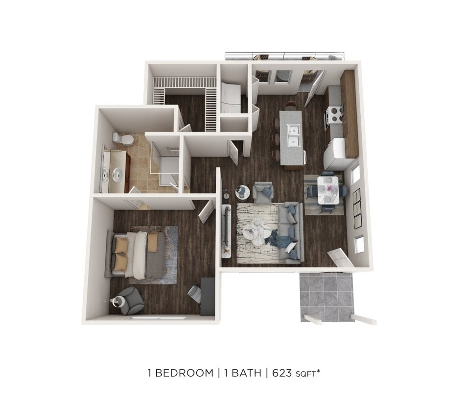 Floor Plan - One Bedroom Townhome