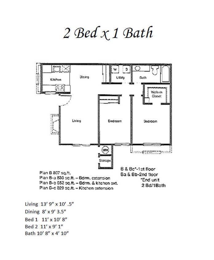 Floor Plan - 2 bed/1 bath