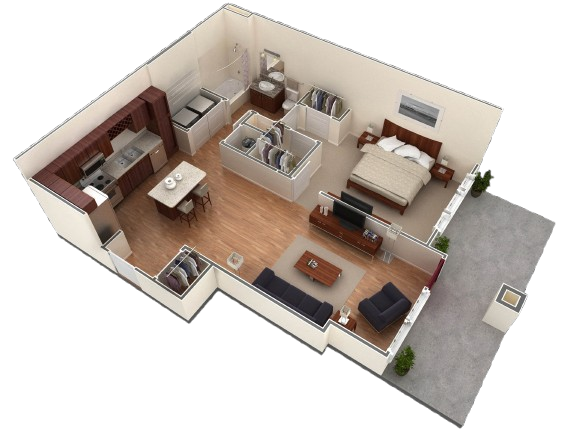 Floor Plan - 1 BR Designer Courtyard