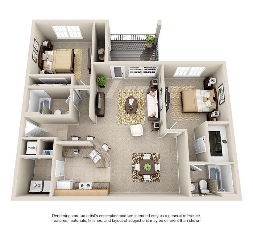 2BR/2BA - Two Bedroom