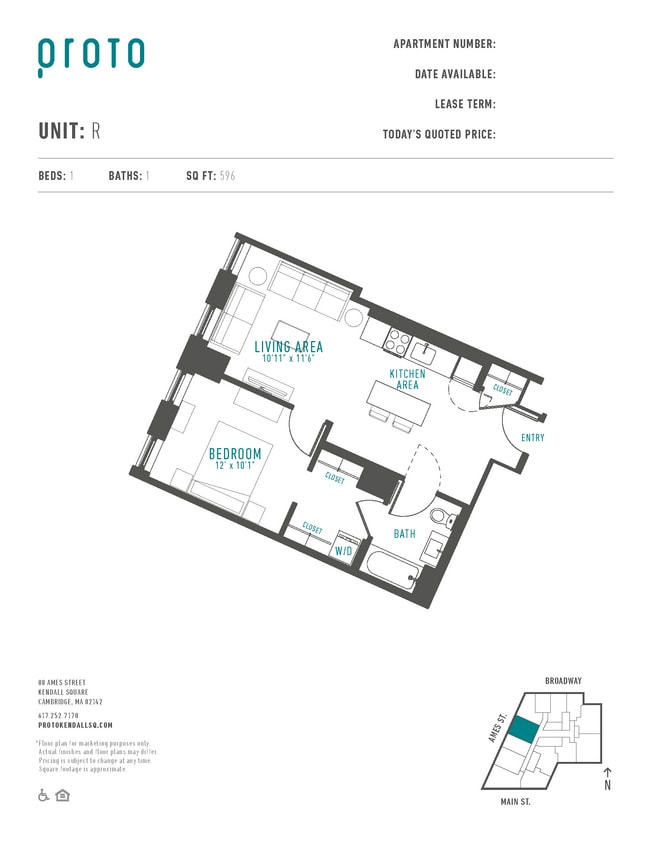 Floor Plan - 1 Bed/1 Bath-R