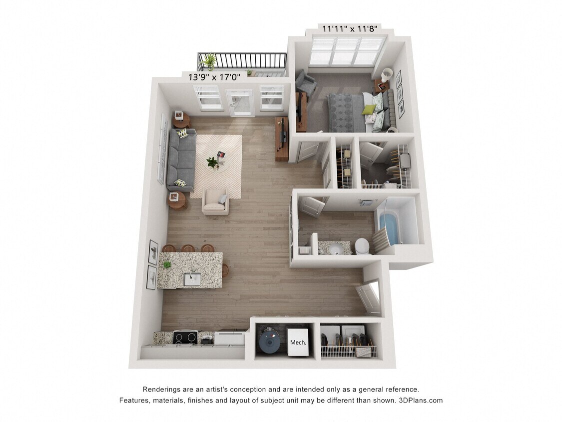 Floor Plan - 1 Bed 1 Bath