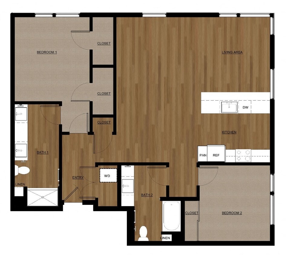 Floor Plan - 2x2 - D