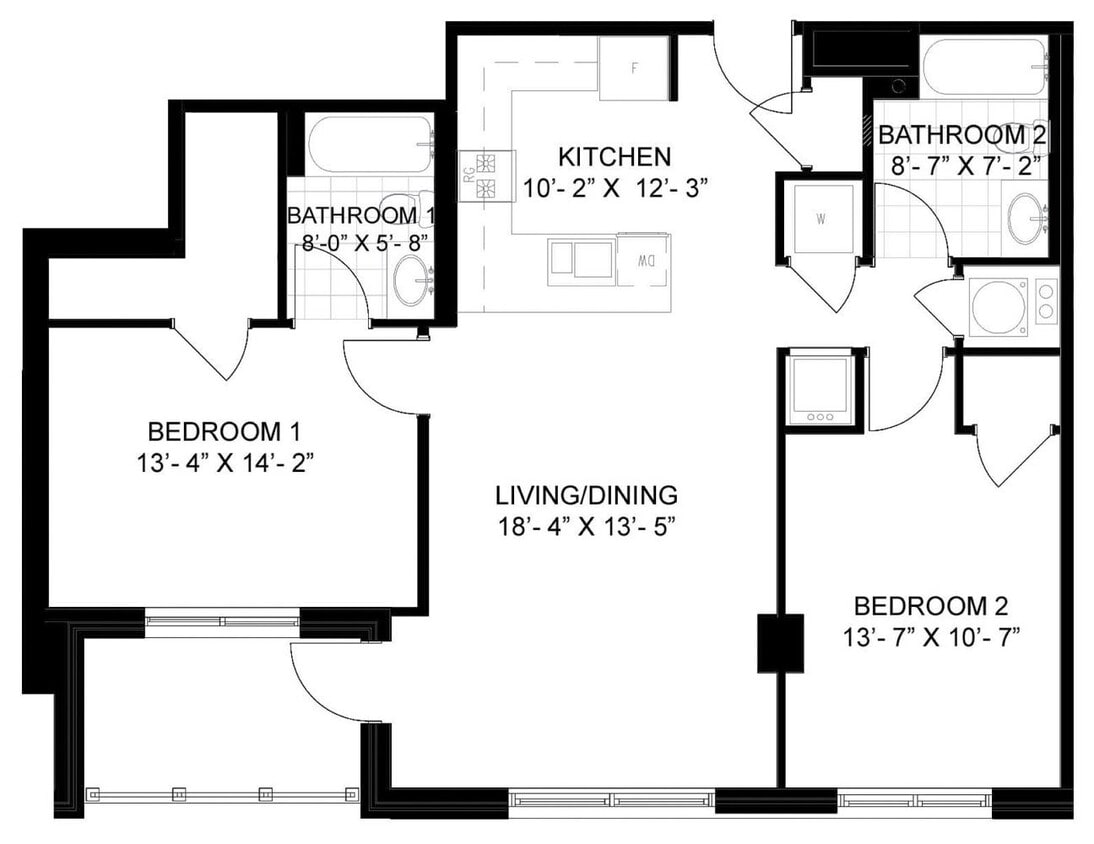Floor Plan - 2 Bed/2 Bath-C04c