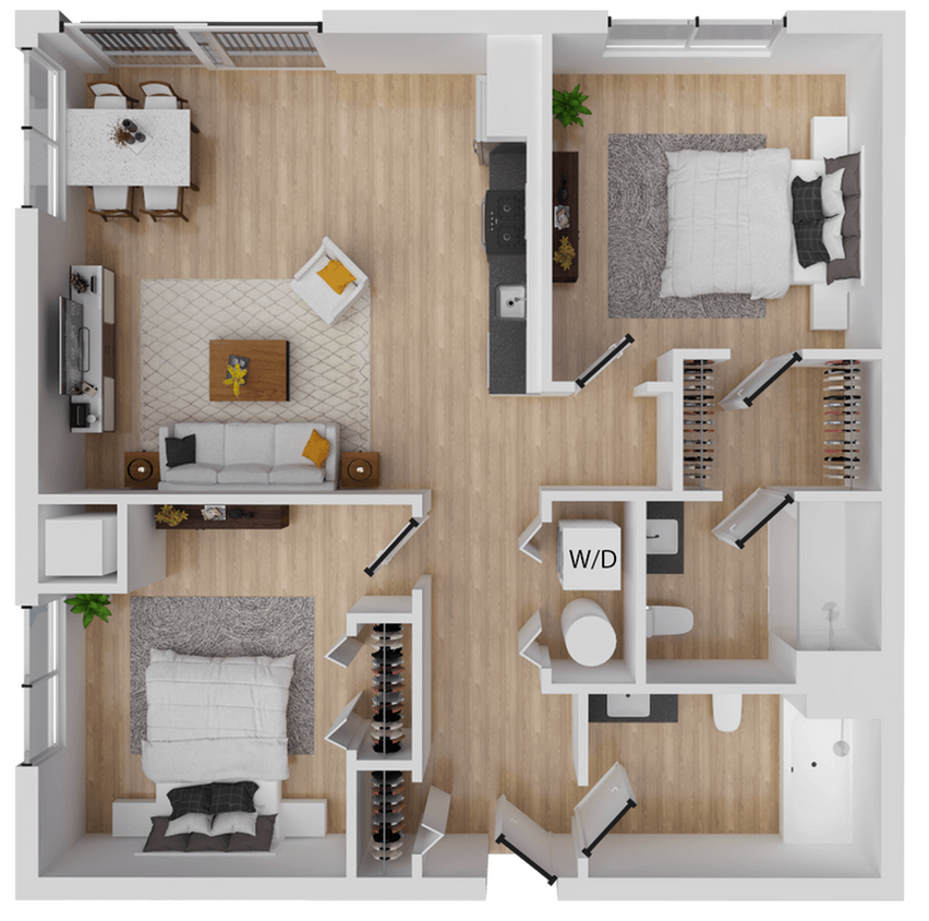 Moxie 2 - 875 square foot two bedroom, two bath apartment - Moxie 2