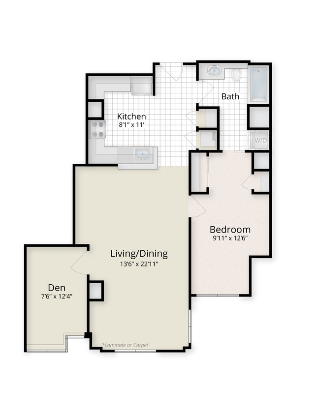 Floor Plan - One Bedroom Den