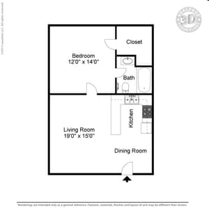 1BR/1BA - The Ayers
