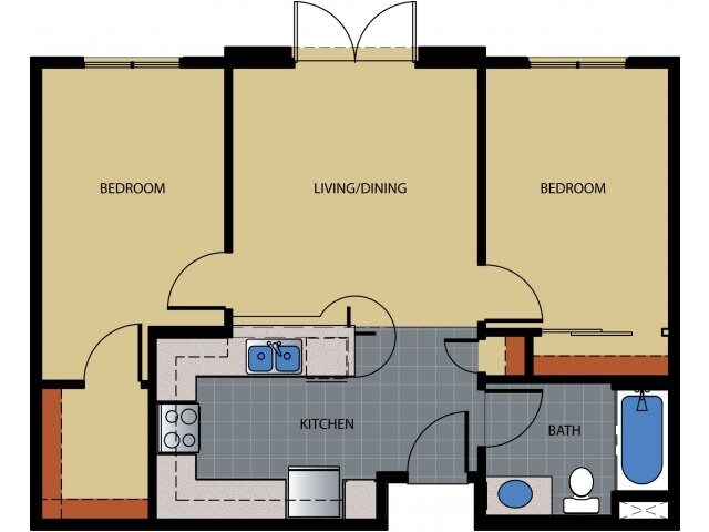 2 BR/1 BA - 2BD, 1BTH Y