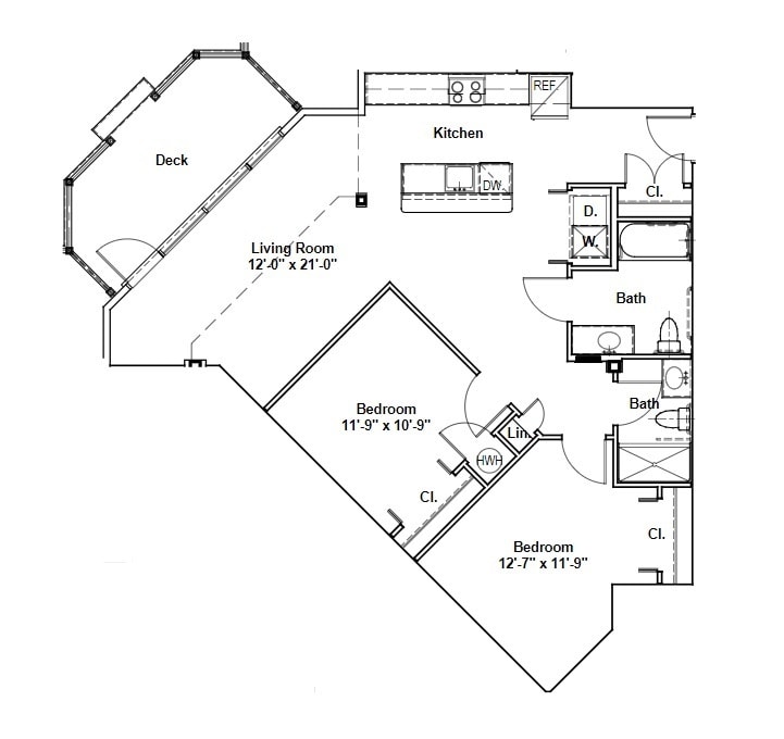 Floor Plan - 2-Bedroom, 2-Bath