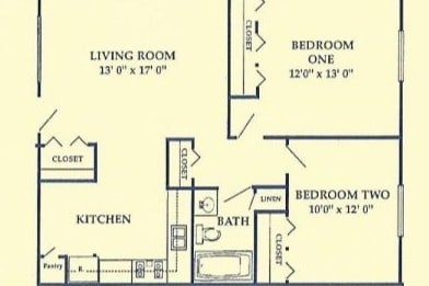 Floor Plan - 2 BR / 1 BA