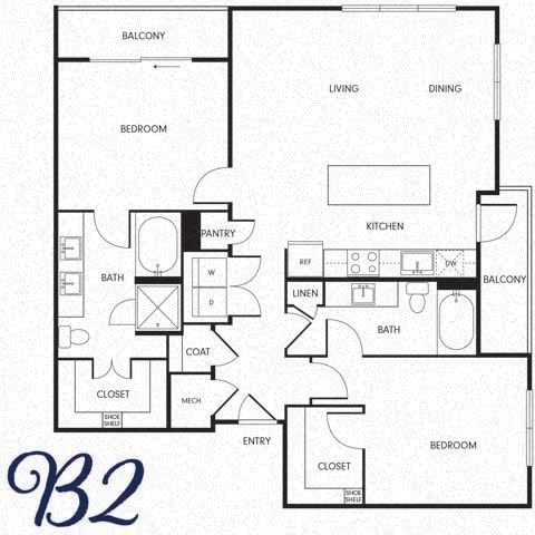 Floor Plan - Two-Bedroom (B2)