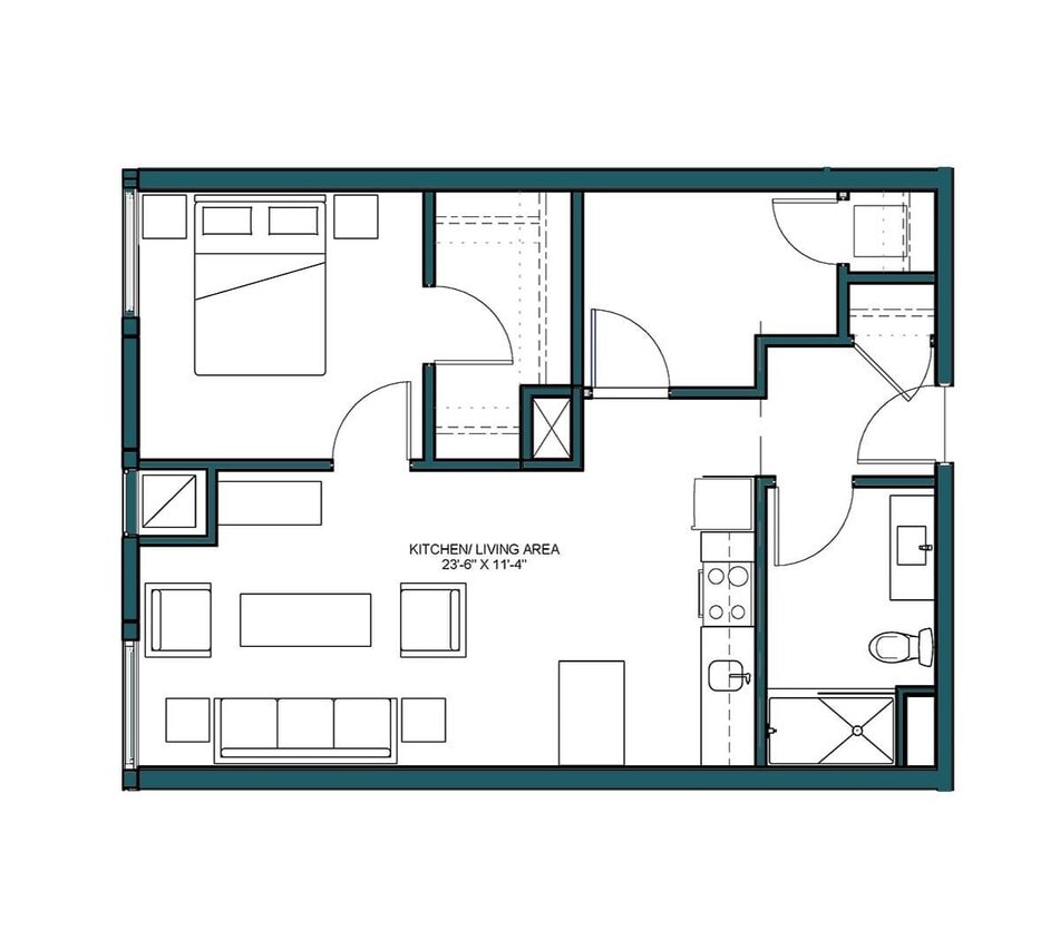 Floor Plan - 1 Bed/1 Bath Den-B2