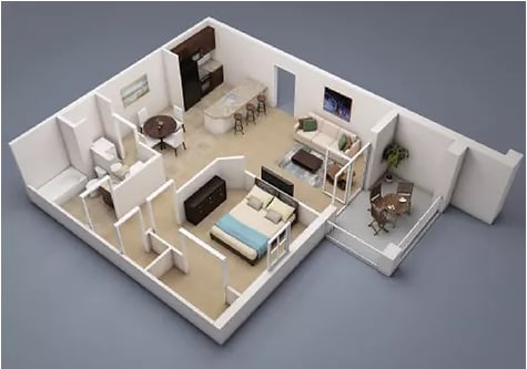 1 bedroom.PNG - 1 Bedroom, 1 Bathroom - A1