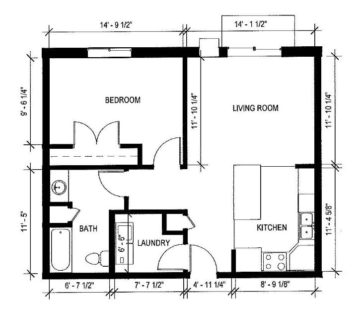 Floor Plan - 1 Bed/1 Bath | 693 SF