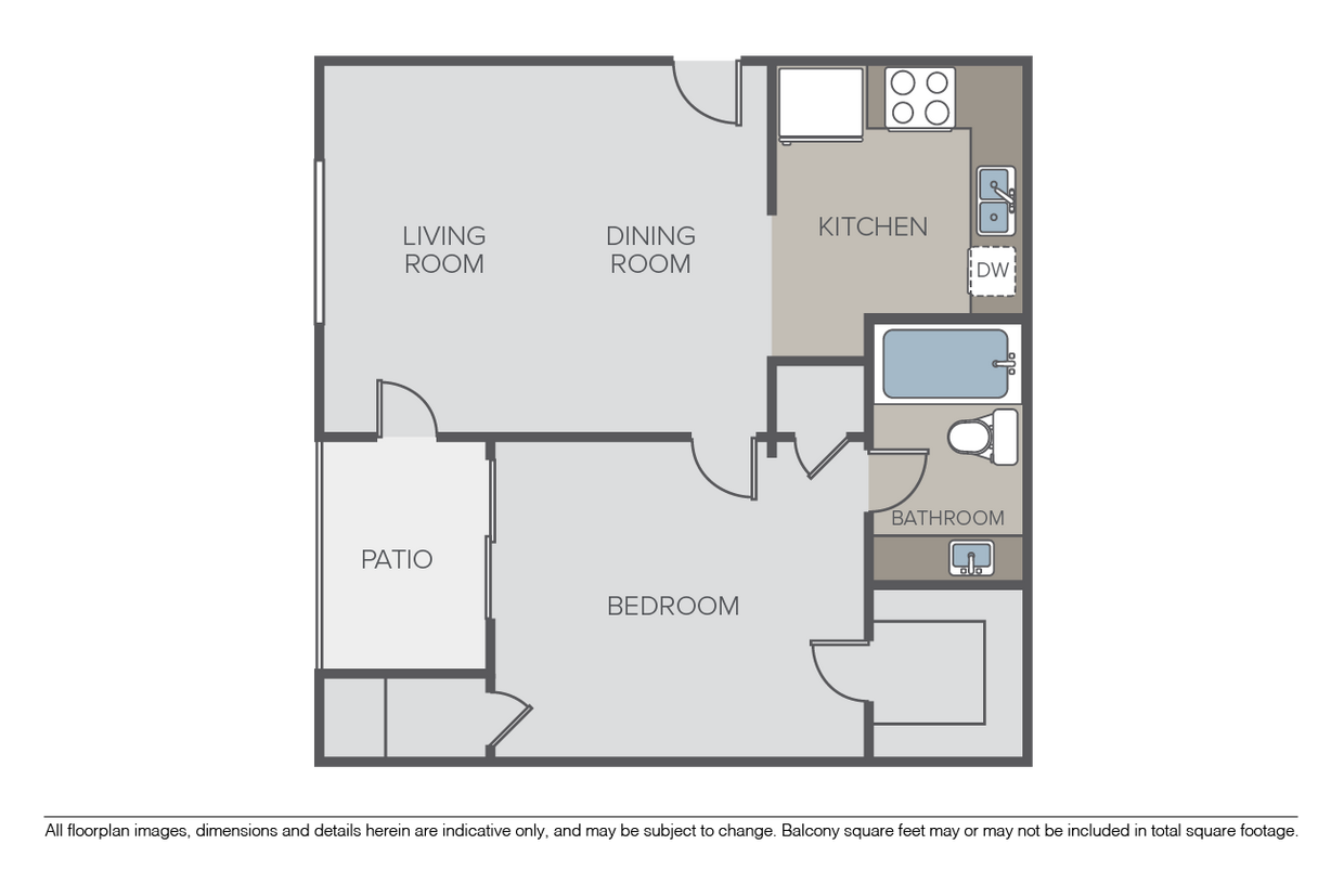 Floor Plan - Plan 1B (1 Bed, 1 Bath)