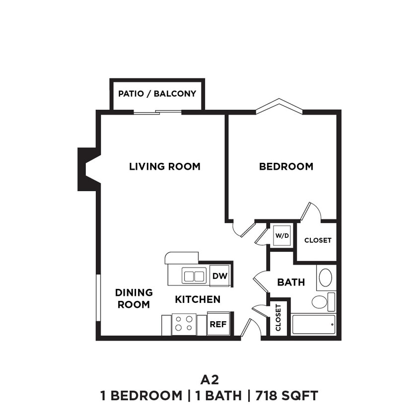 Floor Plan - One Bed One Bath 718 Sqft