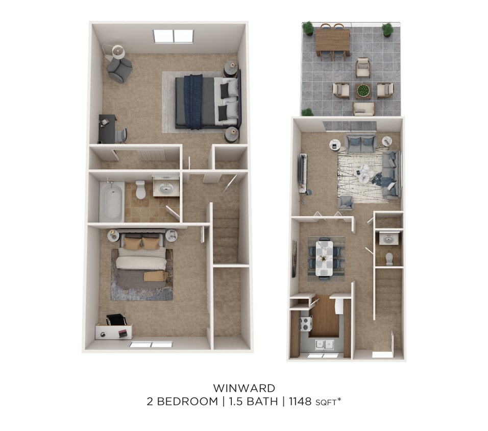 Floor Plan - Two Bedroom 1.5 Bath