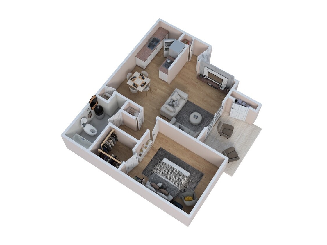 Floor Plan - 1 Bed - 1 Bath