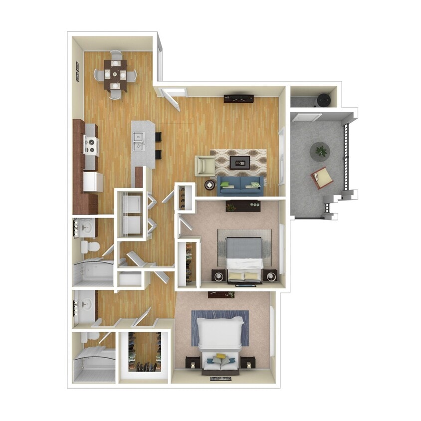 Floor Plan - 2 Bed 2 Bath 1102 SqFt (1003 Net)