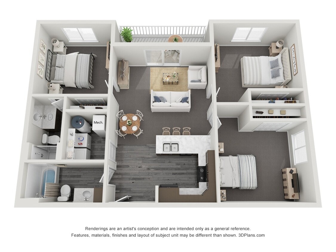 Floor Plan - 3 Bedrooms, 2 Bathrooms