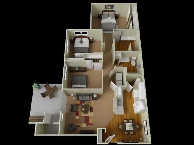 3BR/1BA - Three Bedroom Two Bathroom 1230 sf